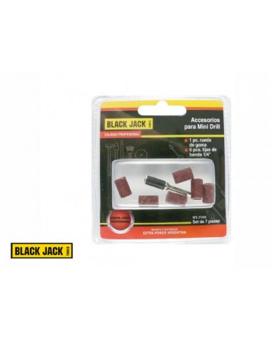 Accesorio para torno mini drill lijas de banda x 6 pcs 1/4" + rueda BLACK JACK